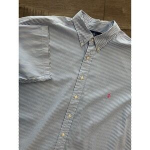 Ralph Lauren‎ Classic Fit Blue White Striped Short Sleeve Button Down Shirt 2XLT